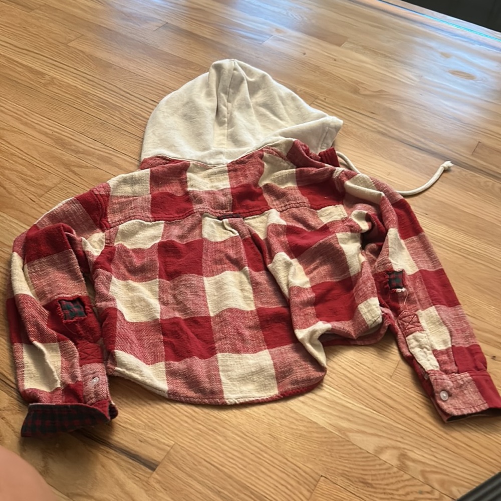 American eagle hooded flannel cropped xs - Picture 4 of 5